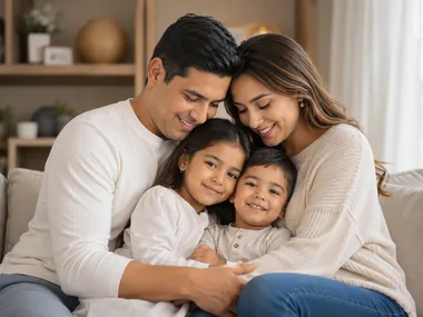 Familia hispana en casa